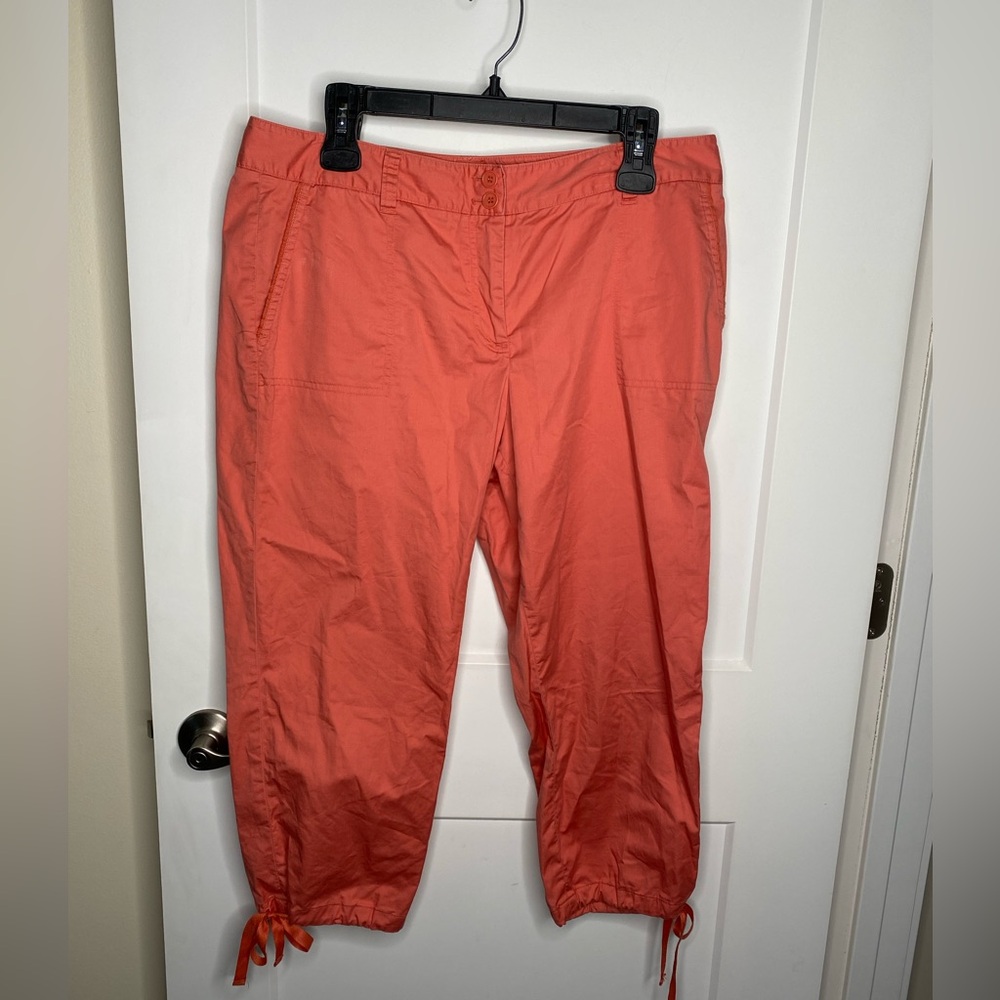 Talbots Coral Cropped Jogger Tie Ankle Pants Women’s Petite 12P
